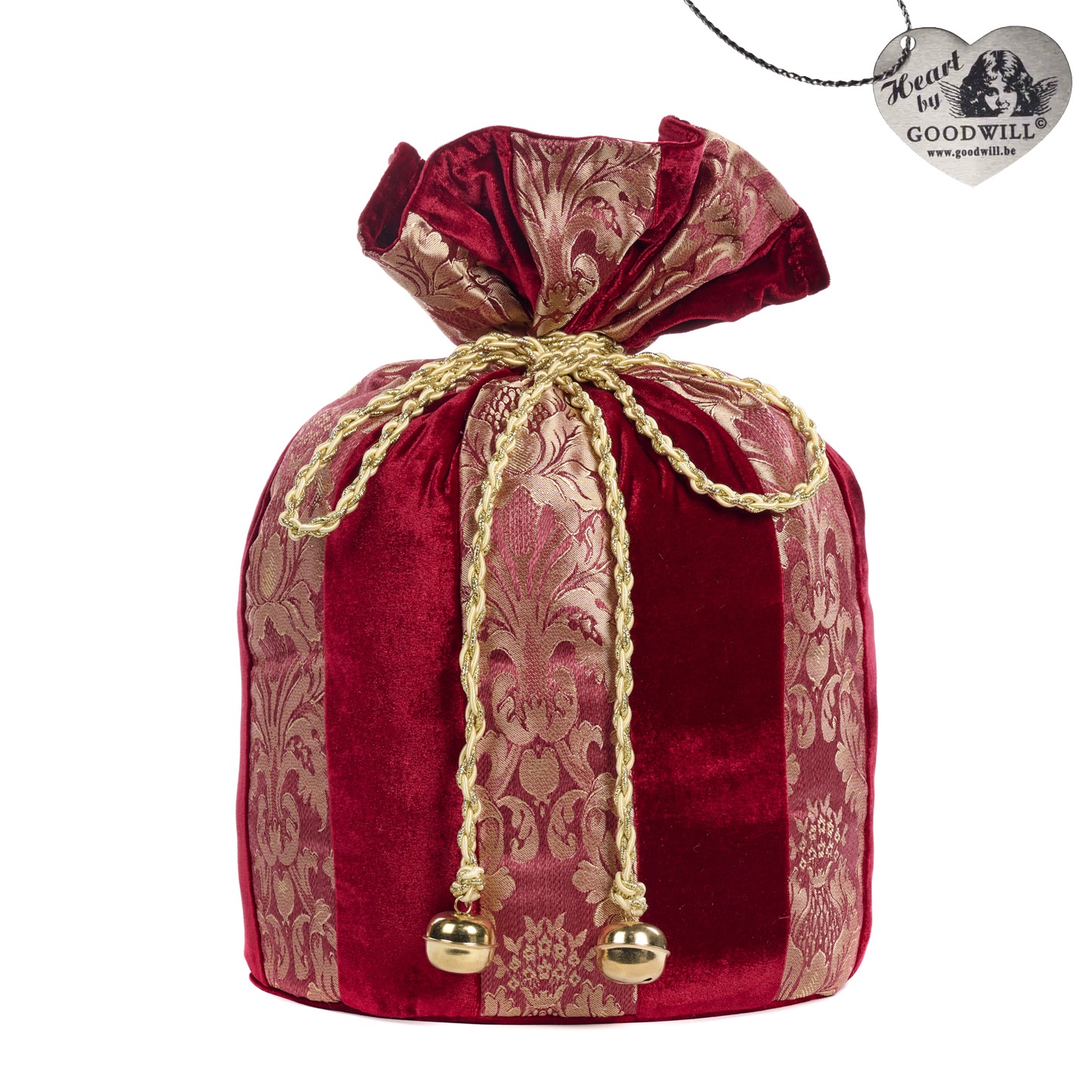 Sacco di babbo natale in velluto con campanelli - H. 42 cm - Goodwill